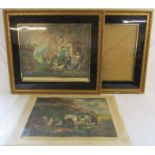 Large pair of framed George Morland prints "Evening or the Sportsman Return" and "Morning or the