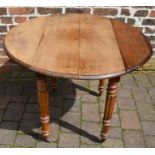 Victorian mahogany drop & draw leaf table with single leaf on reeded legs on castors, W97cm x