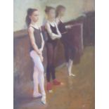 Neil Helyard framed oil on canvas depicting ballet dancers entitled 'Dancers' - approx. 53cm x 43cm