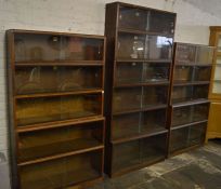 3 Simplex sectional glass fronted library bookcases (each 91cm wide)