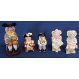 Selection of Royal Doulton Toby Jugs: The Jester & The Lady Jester no 0156 (with boxes &