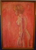 Large oil on board of a nude by Grimsby artist Zak. Frame size 80cm by 54cm