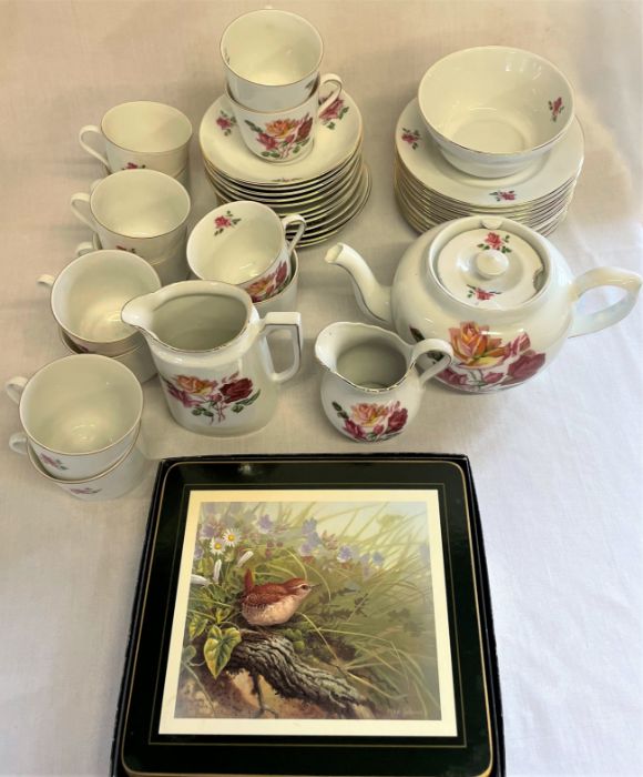 Victoria China Czechoslovakia tea set, Traditional Placemats, damaged wash bowl and jug and