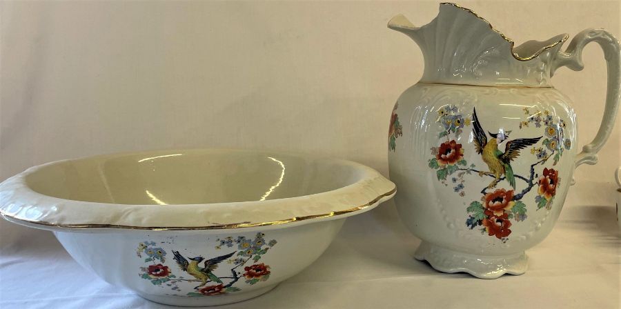 Victoria China Czechoslovakia tea set, Traditional Placemats, damaged wash bowl and jug and - Image 3 of 7