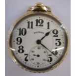 Illinois 'Bunn Special' gold plated with glass back 60 hour pocket watch - 4732172