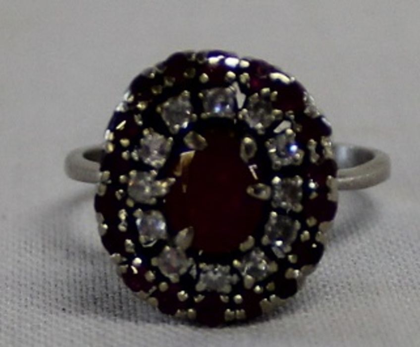 Tested as 9ct ruby & diamond cluster ring size K 4.6g - Image 2 of 3