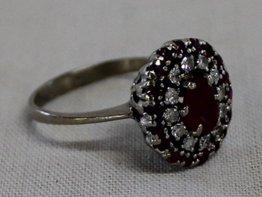 Tested as 9ct ruby & diamond cluster ring size K 4.6g - Image 3 of 3