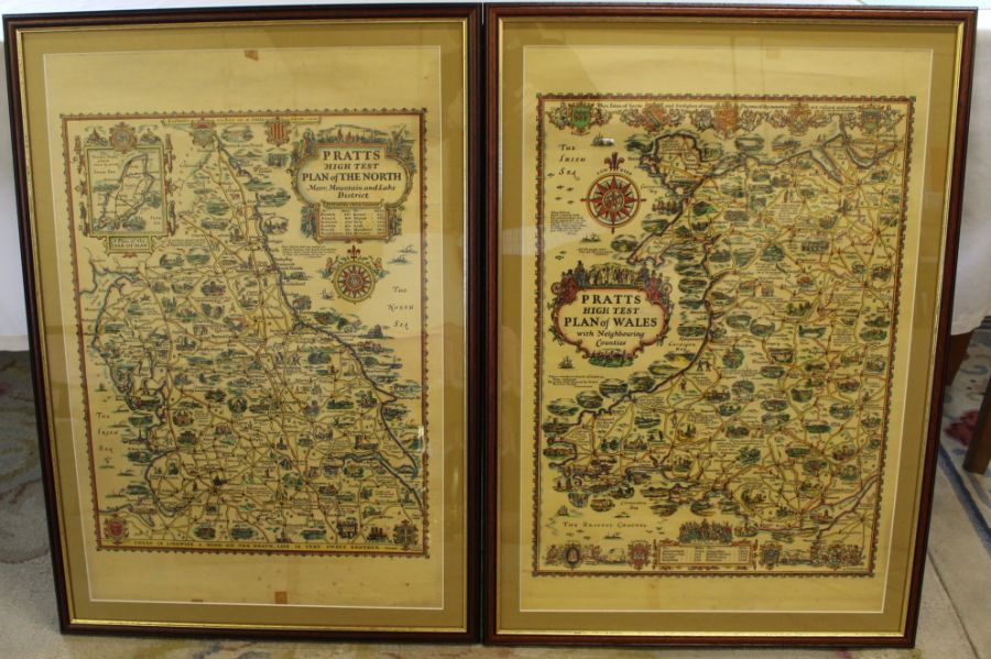 Pair of framed Pratts maps: "High Test Plan of the North Moor Mountain & Lake District" and "High - Image 2 of 3