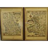 Pair of framed Pratts maps: "High Test Plan of the North Moor Mountain & Lake District" and "High