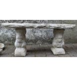 Concrete timber effect seat on squirrel plinths