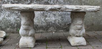 Concrete timber effect seat on squirrel plinths