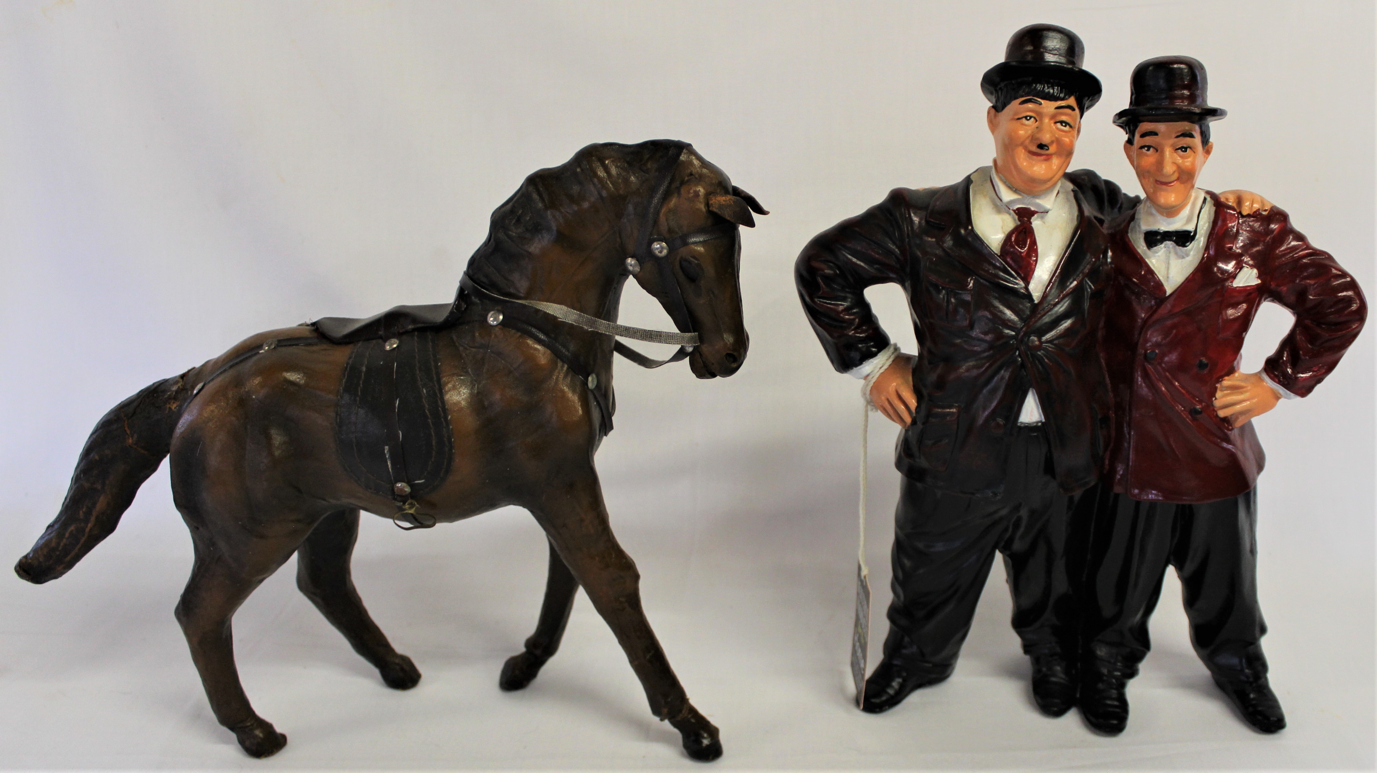 Leather horse and Laurel and Hardy figure - Image 2 of 3