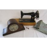 Hand crank Singer sewing machine serial number Y86 and Nelsons hat mantel clock