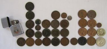 Collection of coins - Victoria 1895 penny, Edward VII, George V, George VI and Elizabeth II mixed