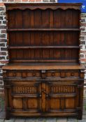 Reproduction Georgian Welsh dresser in oak, Ht 180 x 44 x 123cm