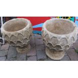 Pair of concrete pineapple planters