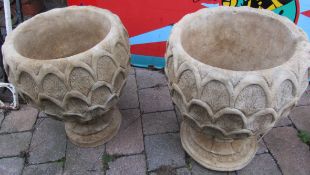 Pair of concrete pineapple planters