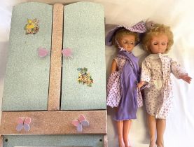 Two dolls and wardrobe believed to be late 1950s to early 1960s, possibly Pedigree
