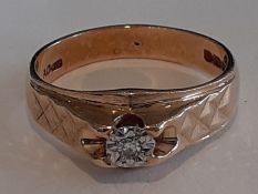 Gents 9ct gold diamond ring, size S, 3.9g