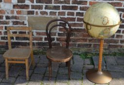 Two child's chairs and a globe