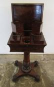 William IV mahogany teapoy with 4 tea compartments and 2 glass holders - approx. 78cm x 44.5cm x