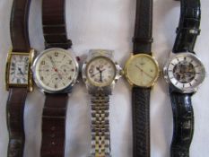 5 Gents watches - Jaguar, Rotary, Longines, Hilfiger and Tag Heuer Professional watch (showing water