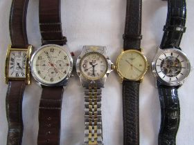5 Gents watches - Jaguar, Rotary, Longines, Hilfiger and Tag Heuer Professional watch (showing water
