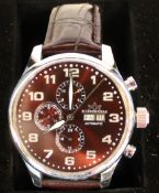 Hindenberg 210- H Excellence automatic wristwatch with day / date aperture on leather strap, limited