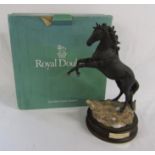 Royal Doulton 'Cancara' The black horse figurine on wooden base - DA234