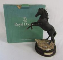 Royal Doulton 'Cancara' The black horse figurine on wooden base - DA234