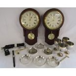 Radio controlled pendulum battery clocks, Zepter 18/1'0 goblets, silver plate dishes 3 monogrammed