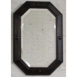1920's oak framed bevelled mirror - approx. 60cm x 42.5cm