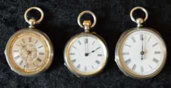 Silver fob watch hallmarked Birmingham 1887, fob watch stamped fine silver & a pedometer stamped