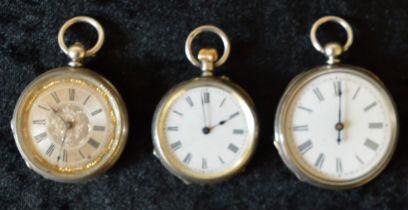 Silver fob watch hallmarked Birmingham 1887, fob watch stamped fine silver & a pedometer stamped