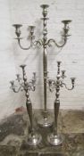 Pair & an extremely large metal candelabras, largest H153cm