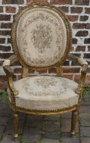 Gilded open armchair