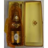 Boxed bottle of 2002 Cristal champagne with box (some damage to box)