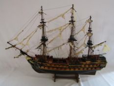 Handmade model galleon ship - made by school children in Kenya - approx. 87cm long