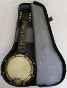 Wallio stro Zither Mandolin (incomplete) in a reliance case