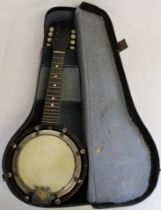 Wallio stro Zither Mandolin (incomplete) in a reliance case