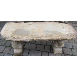 Concrete timber effect garden seat with squirrel plinths