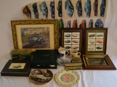 Jaguar car souvenir items including mugs, placemats, pictures etc