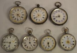 7 ladies silver fob watches, including some 0.935