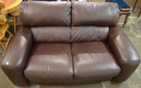 Italian brown leather two seater settee