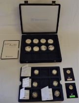 Westminster Coin Collectors case containing 8 silver 1oz Crowns (some with certificates), 6