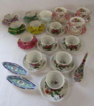 Collection of cup and saucers sets - Hand painted Chinese possibly Eiwa Kinsei, Bareuther and