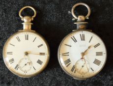 2 silver Lincolnshire pair case pocket watches both missing the outer case: Cross of Brigg &