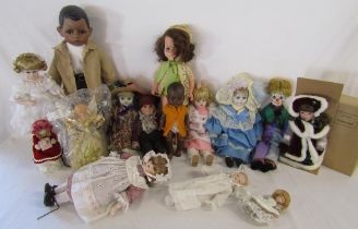 Collection of porcelain dolls includes Alberon, also 'Chiltern' and Empire made dolls
