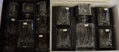 Two Royal Doulton decanter sets, one with 6 and one with 4 whiskey tumblers