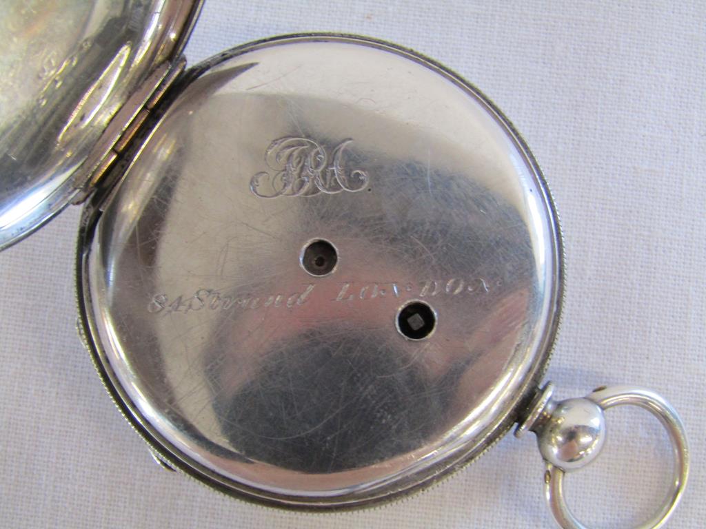 C.Guinand Geneve 5108 pocket watch with key - inner case engraved with initials and 84 Strand London - Image 5 of 9